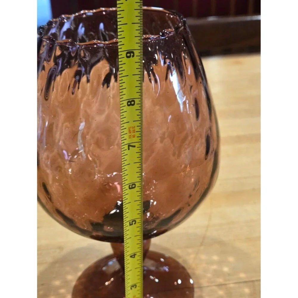 Vintage MCM Empoli Italian Amethyst Optic Glass Brandy Snifter Vase